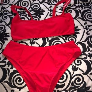 Two piece red bathing suit 👙